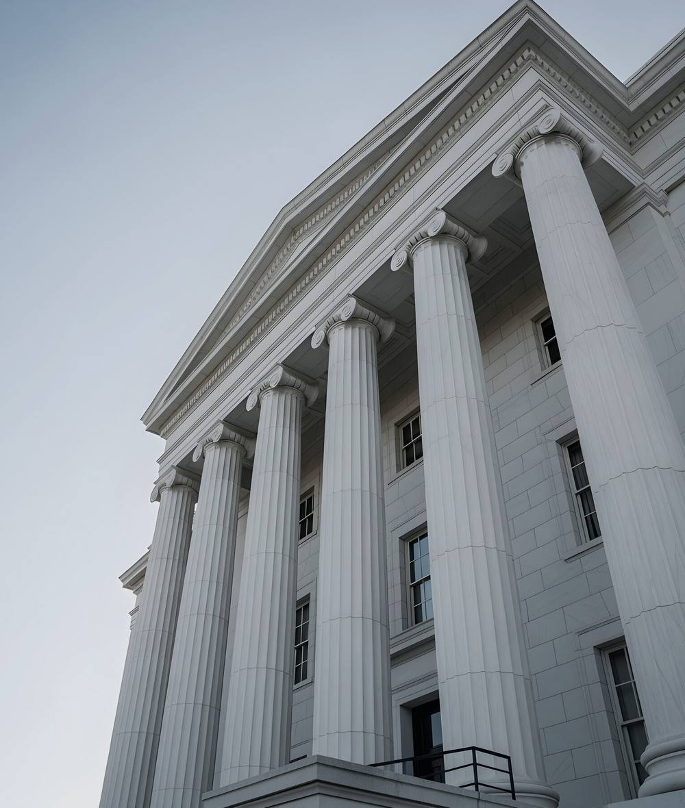 Columned courthouse facade