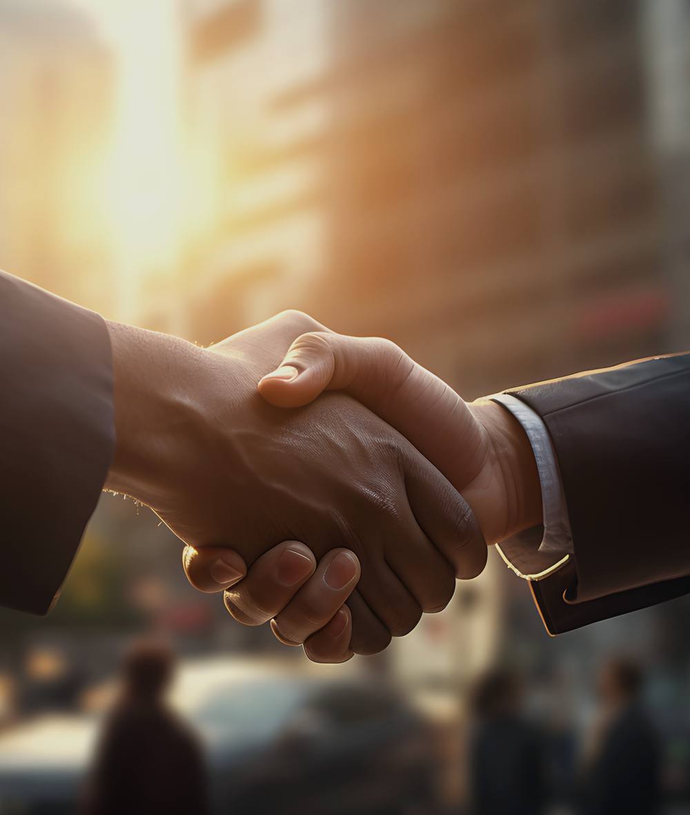 Attorney and client shaking hands